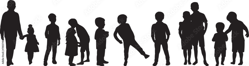 children set silhouette on white background vector children set silhouette on white background vector