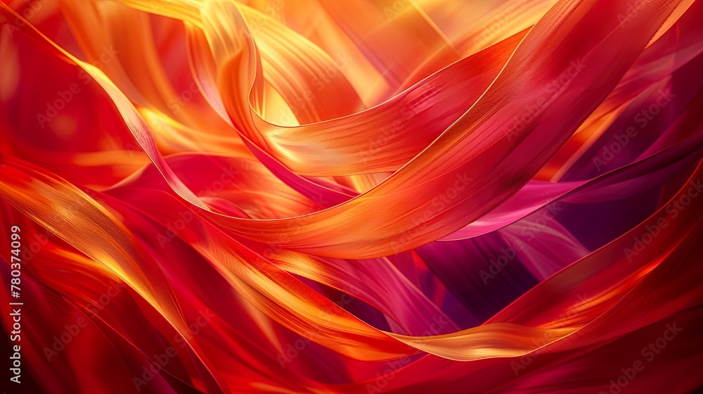 Obraz premium Vivid silk waves with sparkling light particles creating a sense of motion and festivity in an abstract composition..
