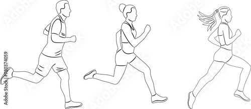 people running sketches on a white background vector