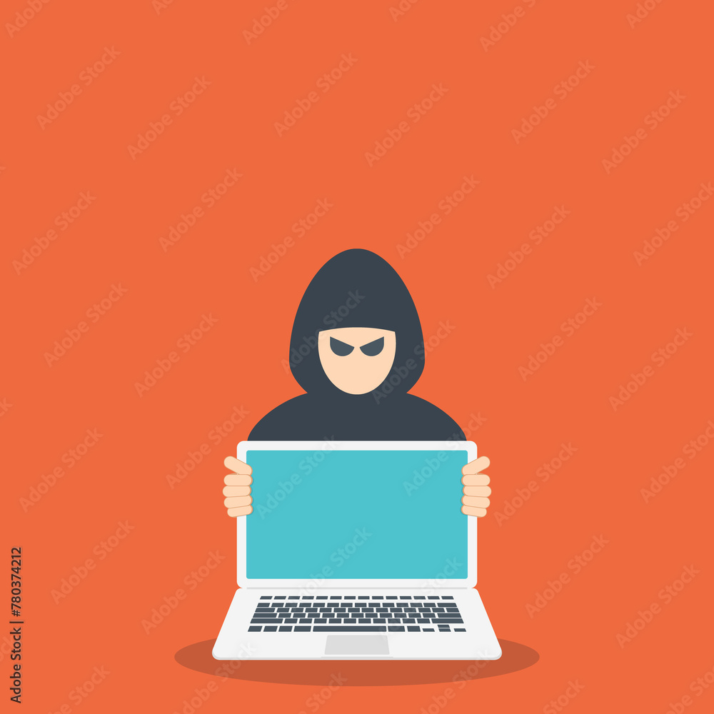 Computer hacker with laptop Computer hacker with laptop