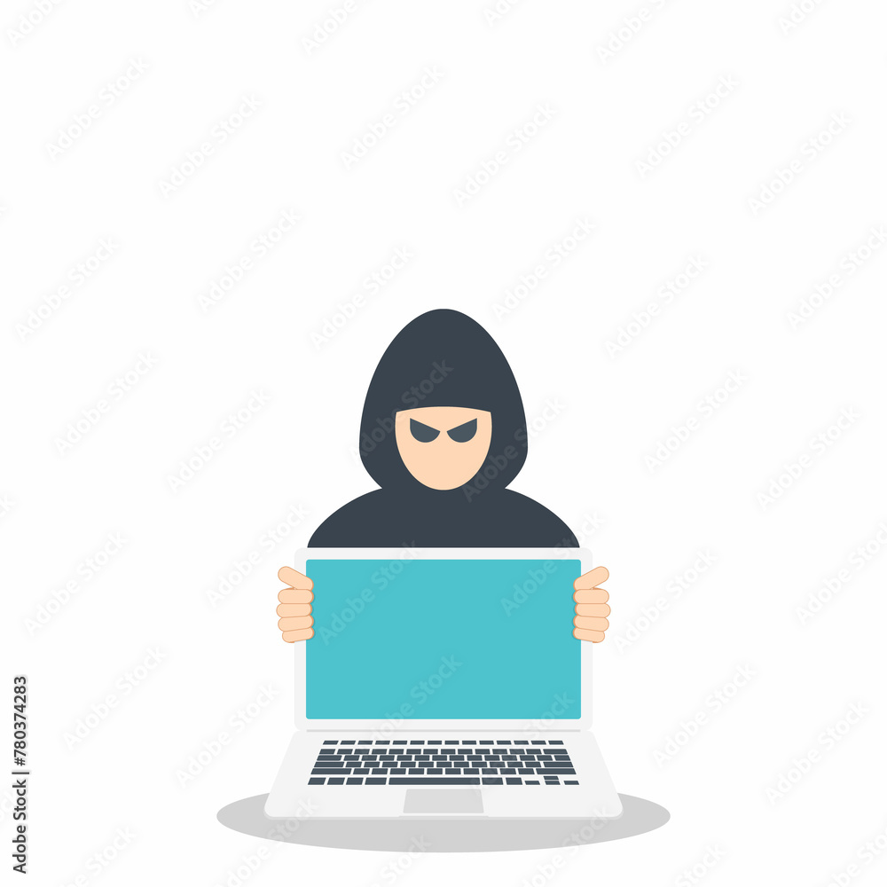 Computer hacker with laptop