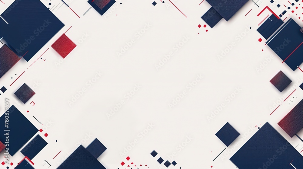 clean minimal geometric background blue red white square scattered on white background, Generative Ai clean minimal geometric background blue red white square scattered on white background, Generative Ai