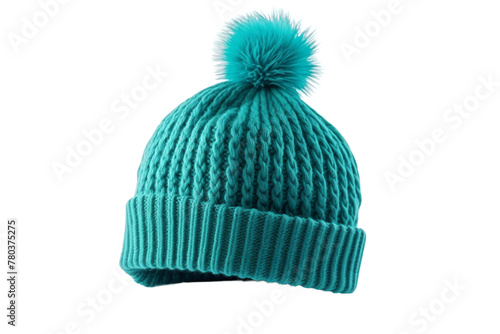 Blue Hat With Pom-Pom: Stylish Winter Accessory. On a White or Clear Surface PNG Transparent Background.