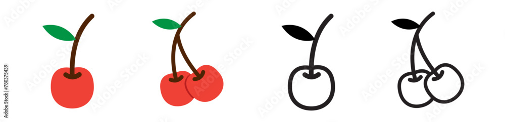 Cute cherry fruit icon isolated