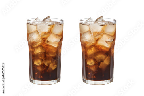 Two Glasses of Ice Tea on White Background.. On a White or Clear Surface PNG Transparent Background.