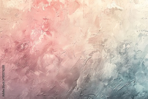 An abstract textured painting blending soft pink and cool gray hues, evoking a serene and artistic atmosphere..
