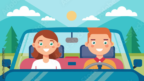 Young people drive cars vector illustration