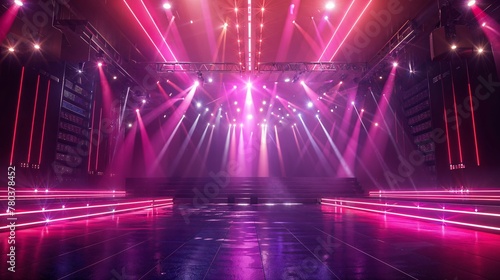 Lighting ramp with powerful spotlights for creating artificial lighting when working in the theater, film studio