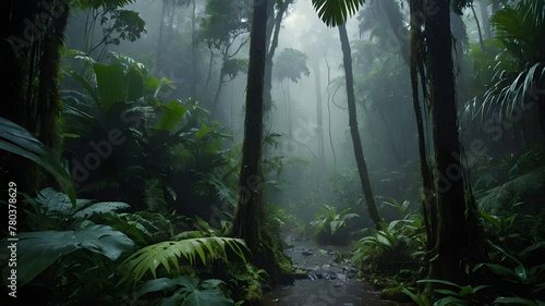 Lush Forests and Tropical Jungles with Palm Trees and Water Features.