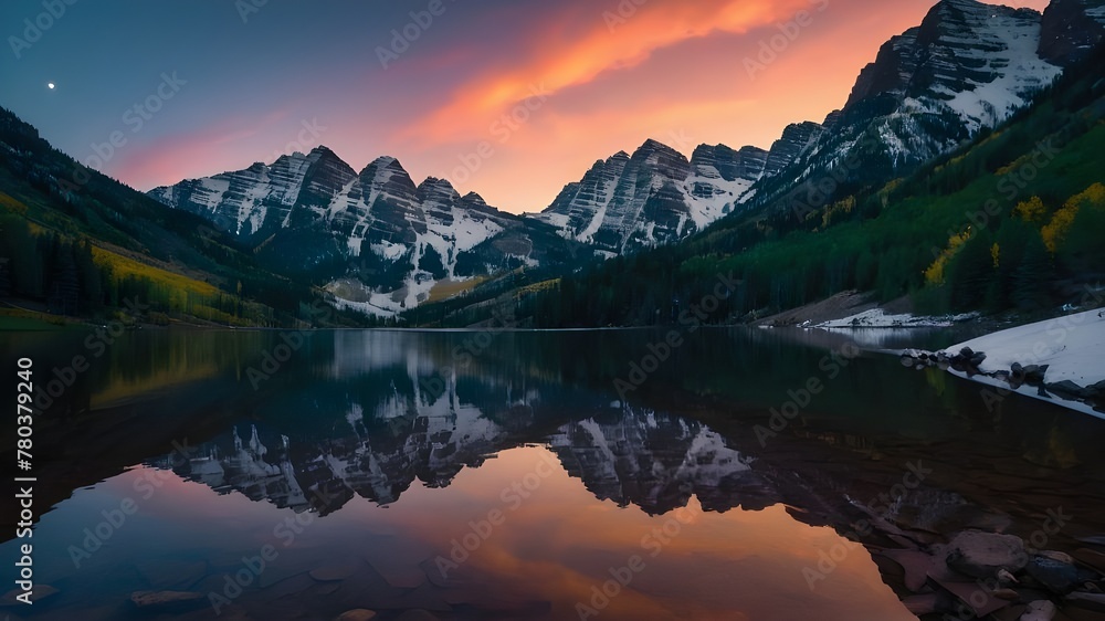 Mountainous Landscapes Reflected in Nature's Mirror Under the Sky.