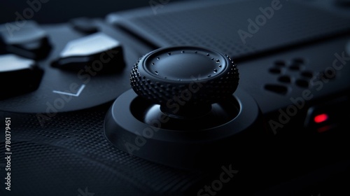 A Black Wireless Video Game Controller. 