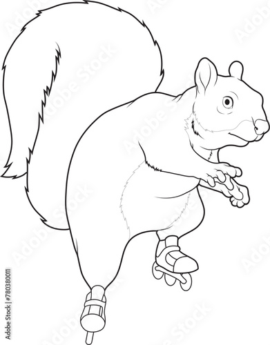 Squirrel Inline skating Roller skates Sports Animal Vector Graphic Art Illustration