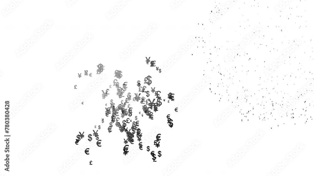 Multiple currency symbols fireworks with alpha channel Multiple currency symbols fireworks with alpha channel