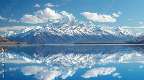 Snow  blue sky and water