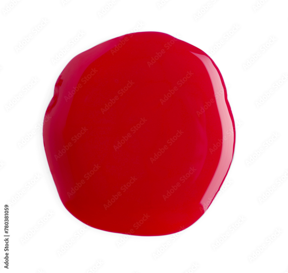 Sample of crimson nail polish isolated on white, top view Sample of crimson nail polish isolated on white, top view