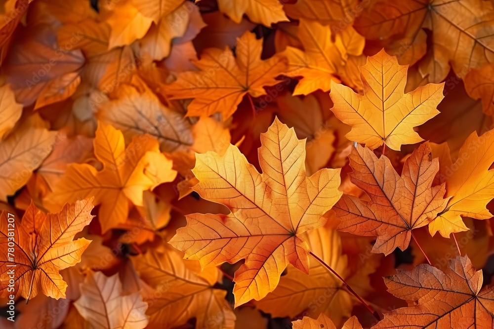 Fototapeta premium 秋の紅葉を彩る落ち葉