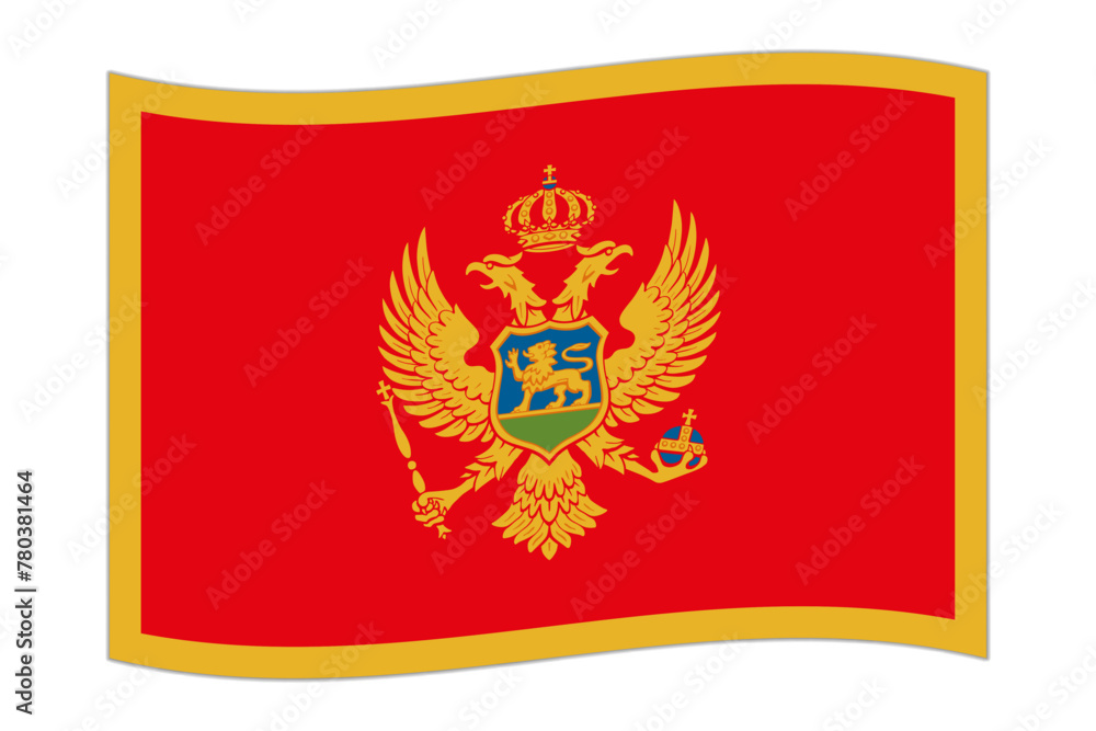 Waving flag of the country Montenegro. Vector illustration. Waving flag of the country Montenegro. Vector illustration.