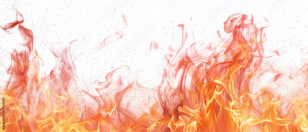 Detail of dangerous flames isolated on white background,Fire flames isolated on white background, Flames ,movement of fire flames isolated on white background. abstract background
