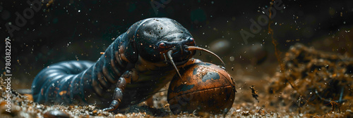 a Leech playing with football beautiful animal photography like living creature