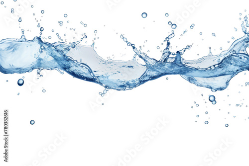 Blue Water Splashing in Air on White Background. On a White or Clear Surface PNG Transparent Background.