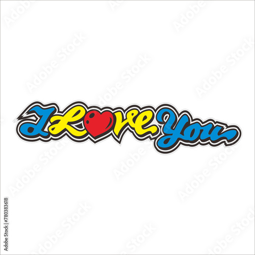 Vector graffiti greeting (iloveyou) and comes in three colors, can be used as a graphic design 
