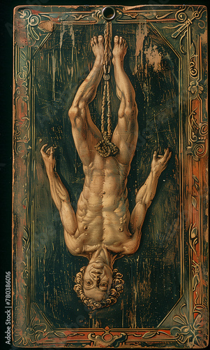 the hanged man ephemera - label - historical - generative ai