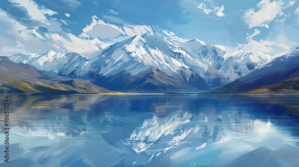 Fototapeta premium Snow on the sky and water