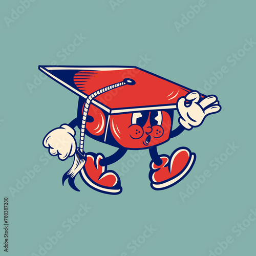 Retro character design of graduation hat