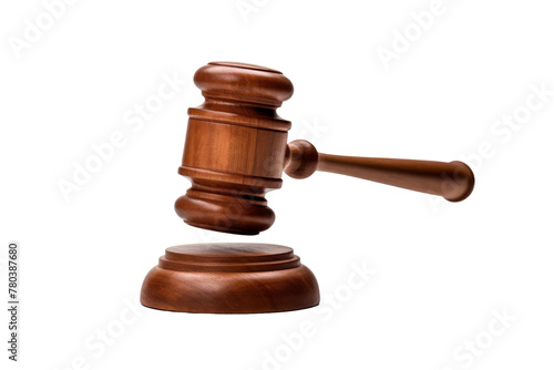 Wooden Judges Hammer on White Background. On a White or Clear Surface PNG Transparent Background.