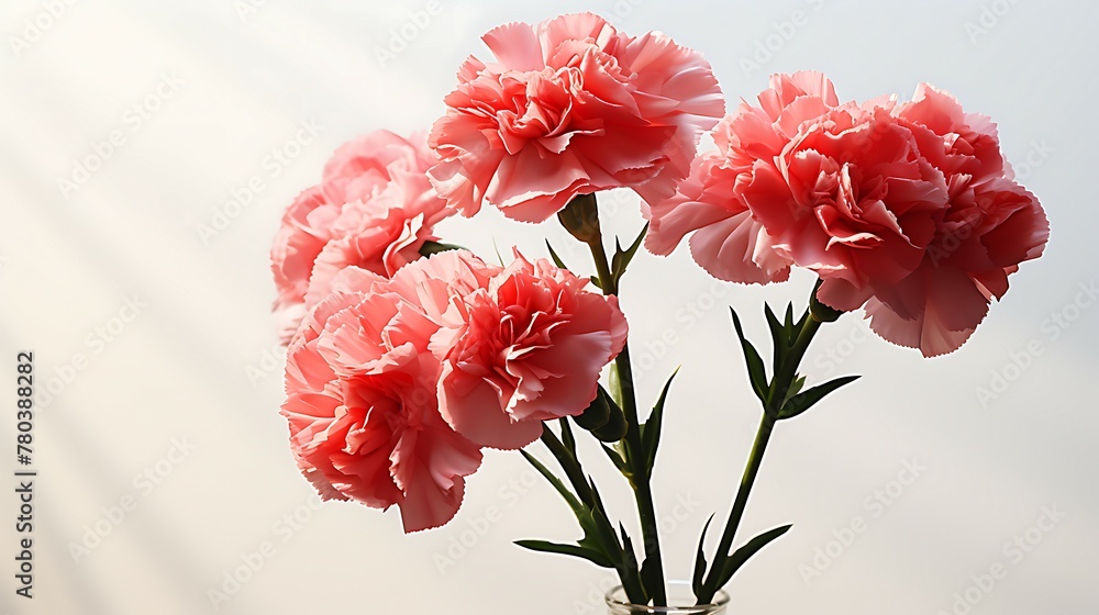 Elegant carnation in glass vase on white background Elegant carnation in glass vase on white background