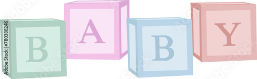 Blocks Boxes Cubes for Baby Shower Party horizontal