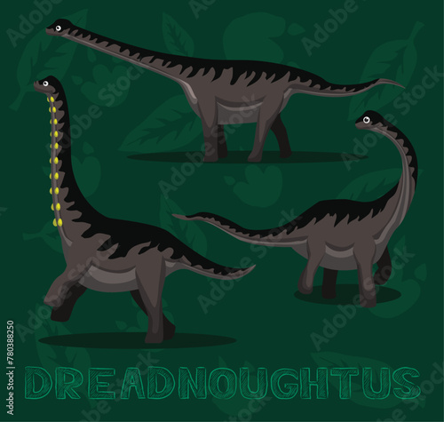 Dinosaur Dreadnoughtus Cartoon Vector Illustration