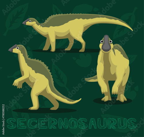 Dinosaur Secernosaurus Cartoon Vector Illustration © bullet_chained