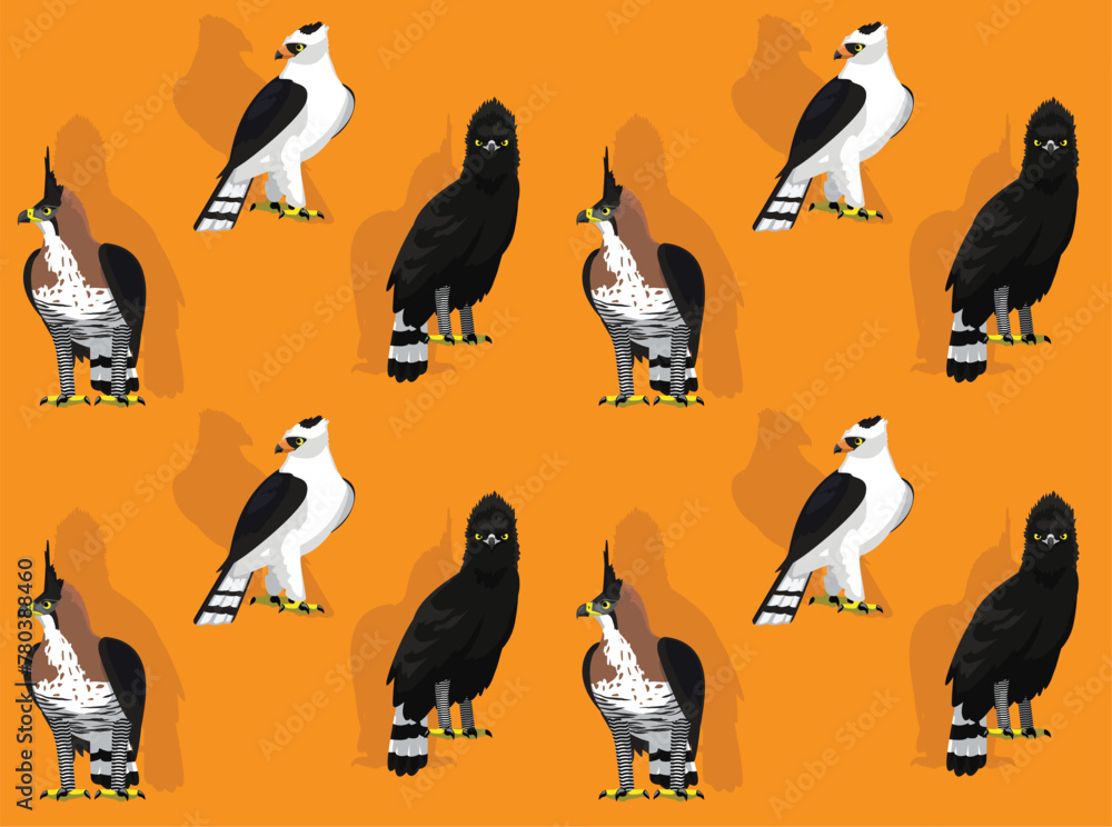 Obraz premium Bird Hawk-Eagle Cartoon Cute Seamless Wallpaper Background