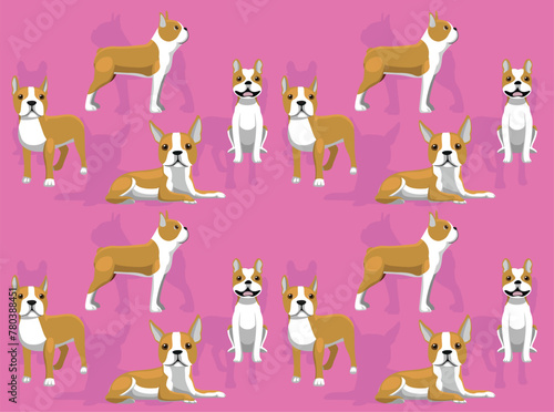 Dog Boston Terrier Cream Coat Cartoon Cute Seamless Wallpaper Background © bullet_chained