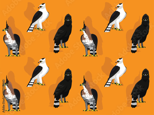 Bird Hawk-Eagle Cartoon Cute Seamless Wallpaper Background © bullet_chained