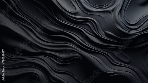 Dark abstract background. Flow of black paint with bubbles and lumps. Black liquid  abstract 3D background. AI generative