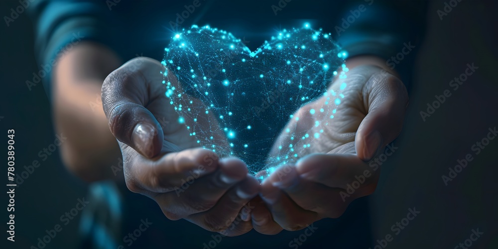 Holding Love, Blue Glowing Technology Love Holding Love, Blue Glowing Technology Love