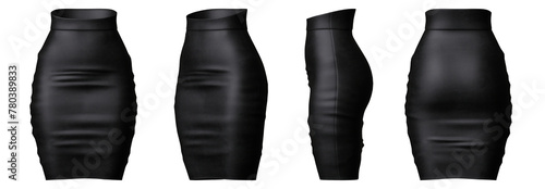 black leather pencil skirt isolated photo