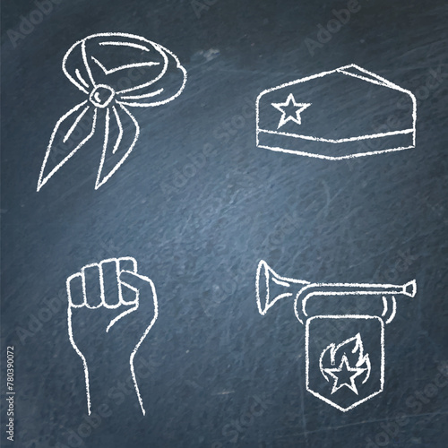 USSR symbols chalkboard icon set