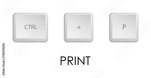 Print key combination. Keyboard shortcut for quickly executing command in operating system. Isolated vector on white background