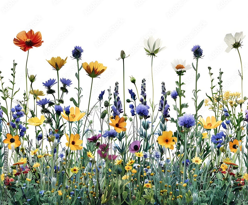 Colorful wildflower floral border