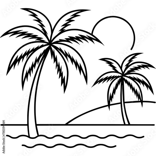      Beautiful seaside view with some coconut palm.
