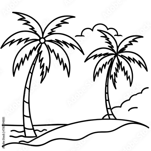      Beautiful seaside view with some coconut palm.
