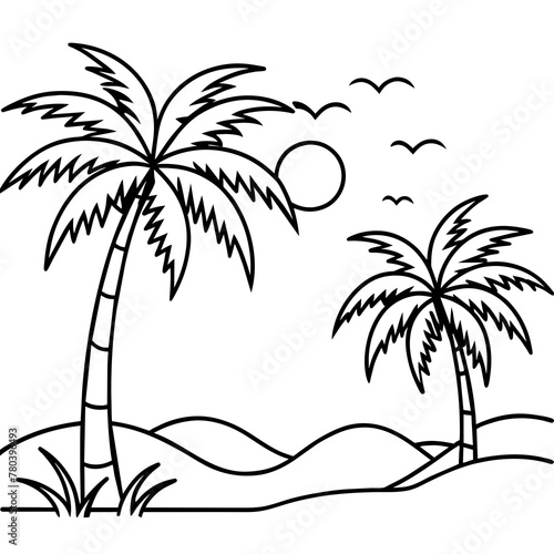      beautiful seaside view with some coconut palm.
