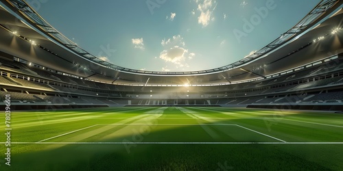 Football field, Olympic field under the sunshine, competition field photo