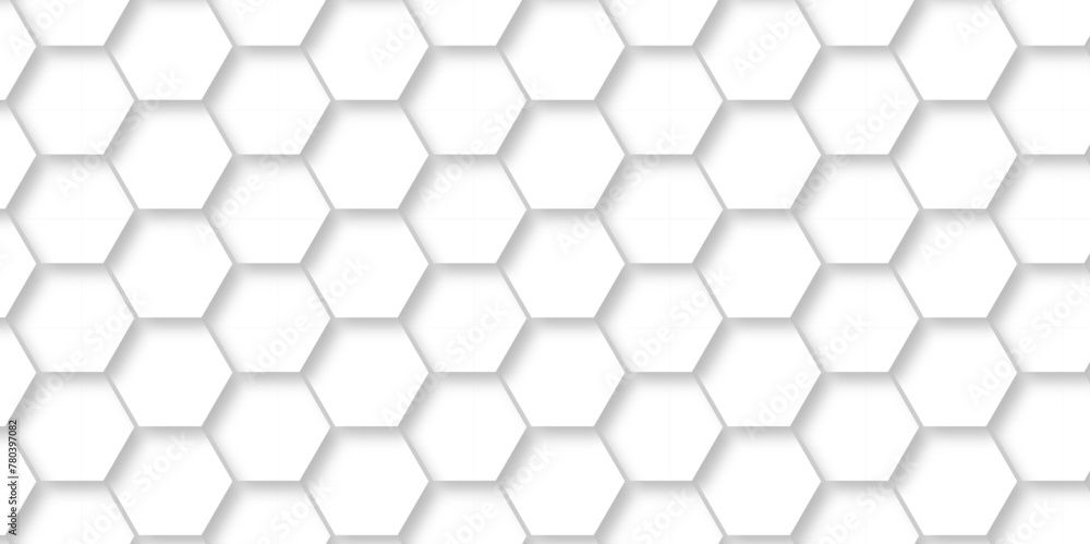 Seamless pattern with hexagons. 3d Hexagonal structure futuristic white background and Embossed Hexagon. Hexagonal honeycomb pattern background with space for text. Abstract Technology, Futuristic. Seamless pattern with hexagons. 3d Hexagonal structure futuristic white background and Embossed Hexagon. Hexagonal honeycomb pattern background with space for text. Abstract Technology, Futuristic.