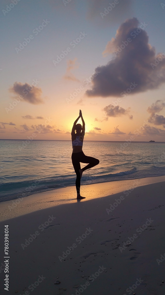 Serene Beach Yoga at Dawn