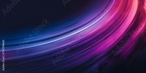 Abstract composition featuring a vertical gradient from dark brown to purple and then blue, set on a black background. Abstract curved lines at different heights add depth and texture.