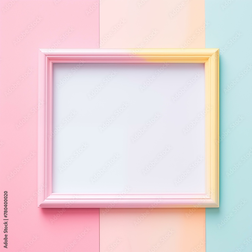 White frame on pastel colored background exhibition design blue White frame on pastel colored background exhibition design blue